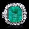 Image 1 : 18K Gold 6.67ct Emerald & 1.35ct Diamond Ring