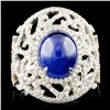 18K Gold 5.39ct Sapphire & 0.95ctw Diamond Ring