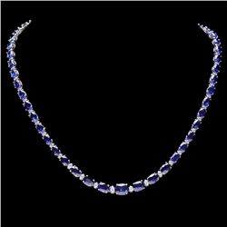 `14k Gold 30ct Sapphire 1.10ct Diamond Necklace