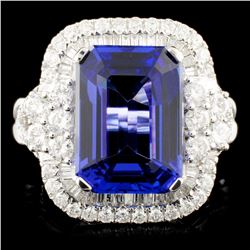 18K Gold 8.12ct Tanzanite & 1.58ctw Diamond Ring