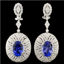 18K Gold 7.32ctw Tanzanite & 4.08ctw Diamond Earri