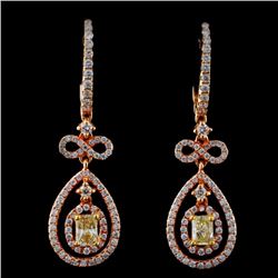 18K Rose Gold 1.48ctw Fancy Color Diamond Earrings