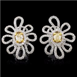 18K White Gold 1.46ctw Fancy Color Diamond Earring