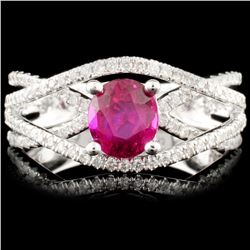 18K Gold 1.04ct Ruby & 0.43ctw Diamond Ring