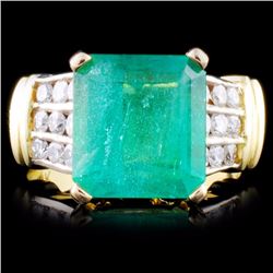 18K Gold 4.65ct Emerald & 0.63ct Diamond Ring