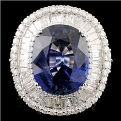 18K Gold 21.41ct Sapphire & 5.93ctw Diamond Ring