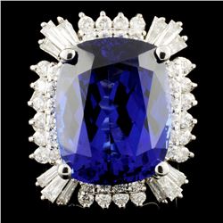 18K Gold 22.45ct Tanzanite & 1.98ctw Diamond Ring