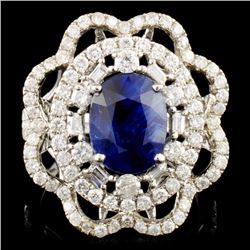 18K Gold 4.03ct Sapphire & 1.67ctw Diamond ring