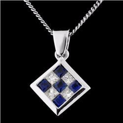 18K Gold 0.30ct Sapphire & 0.19ct Diamond Pendant