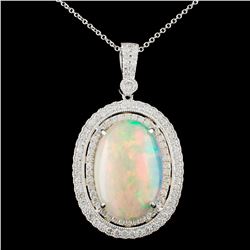 18K Gold 7.94ct Opal & 1.18ctw Diamond Pendant