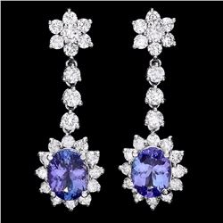 `14k Gold 3.5ct Tanzanite 2.8ct Diamond Earrings