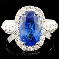 18K Gold 3.19ct Sapphire & 0.73ctw Diamond Ring