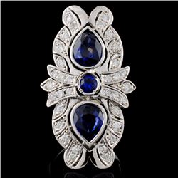 14K Gold 3.76ct Sapphire & 0.86ct Diamond Ring