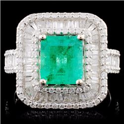 18K Gold 1.69ct Emerald & 1.35ctw Diamond Ring