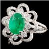 Image 2 : 18K Gold 1.71ct Emerald & 0.98ctw Diamond Ring