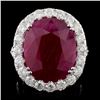 Image 1 : 18K White Gold 15.55ct Ruby & 3.34ct Diamond Ring