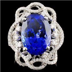 18K White Gold 8.28ct Tanzanite & 0.96ct Diamond R