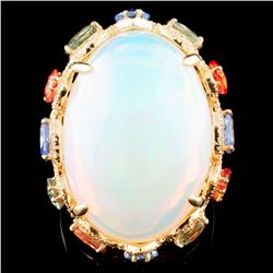 18K Gold 17.18ct Opal and 0.46ctw Diamond Ring