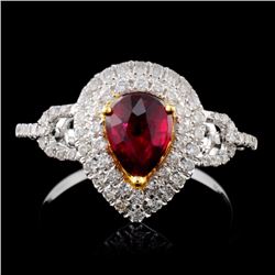 18K White Gold 0.99ct Ruby & 0.45ct Diamond Ring