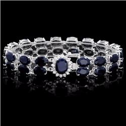 `14k Gold 53.5ct Sapphire 0.60ct Diamond Bracelet