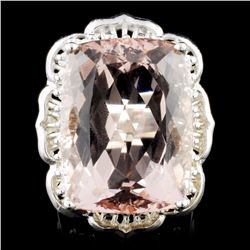 14K Gold 21.01ct Morganite & 1.05ctw Diamond Ring