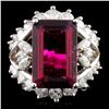 Image 1 : 14K Gold 4.37ct Tourmaline & 1.33ctw Diamond Ring