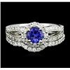 14KT White Gold 0.73ct Tanzanite and Diamond Wedding Ring Set