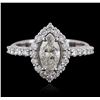 Image 2 : 14KT White Gold 1.83ctw Marquise Cut Diamond Ring