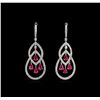 4.12ctw Ruby and Diamond Earrings - 18KT Two-Tone Gold