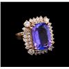 12.73ct Tanzanite and Diamond Ring - 14KT Rose Gold