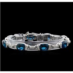 Crayola 27.00ctw Blue Topaz and White Sapphire Bracelet - .925 Silver