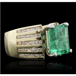 10KT Two-Tone Gold 4.31ct Emerald and Diamond Ring