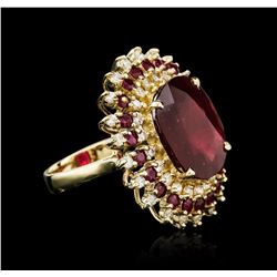 14KT Yellow Gold 14.11ctw Ruby and Diamond Ring