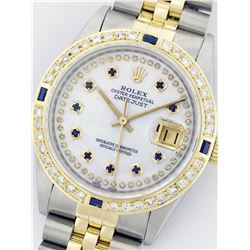 Rolex Two-Tone Diamond and Sapphire DateJust Men's Watch