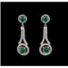 Image 1 : 1.18ctw Emerald and Diamond Earrings - 14KT Two-Tone Gold