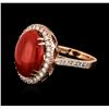 14KT Rose Gold 10.94ct Coral and Diamond Ring