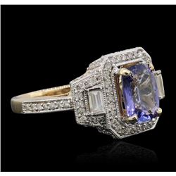 14KT Yellow Gold 2.24ct Tanzanite and Diamond Ring