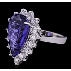 14KT White Gold GIA Certified 7.53ct Tanzanite and Diamond Ring