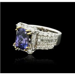 14KT Two-Tone Gold 3.12ct Tanzanite and Diamond Ring