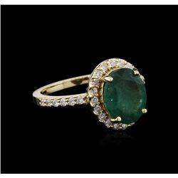 2.95ct Emerald and Diamond Ring - 14KT Yellow Gold