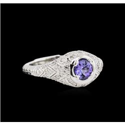 0.60ct Tanzanite and Diamond Ring - 14KT White Gold