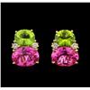 Image 1 : 31.96ctw Multi Gemstone and Diamond Non-Pierced Earrings - 14KT Yellow Gold