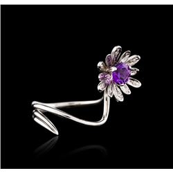 14KT White Gold 1.10ct Amethyst and Diamond Ring