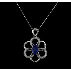 14KT White Gold 2.50ct Tanzanite and Diamond Pendant With Chain