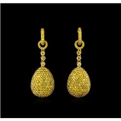 8.24ctw Fancy Green-Yellow Diamond Earrings - 18KT Yellow Gold