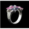 Image 3 : 1.50ctw Multi Sapphire and Diamond Ring - 14KT White Gold
