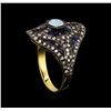 Image 4 : 1.90ctw Blue Sapphire, Opal, and Diamond Ring - 18KT Yellow Gold