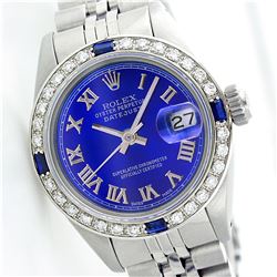 Ladies Rolex Stainless Steel Sapphire Diamond Wristwatch