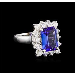 3.51ct Tanzanite and Diamond Ring - 14KT White Gold