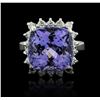 14KT White Gold 8.63ct Tanzanite and Diamond Ring